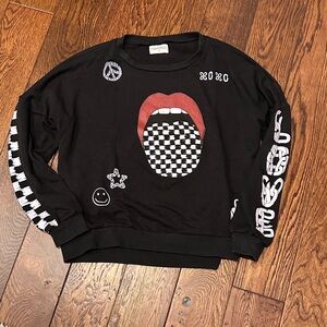 Lauren Moshi Black Graphic Sweatshirt